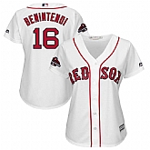 Women Red Sox 16 Andrew Benintendi White 2018 World Series Champions Team Logo Player Jersey Dzhi,baseball caps,new era cap wholesale,wholesale hats